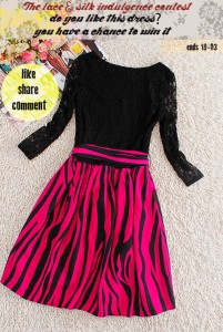 "Fuchsia Zebra"Laced Party Dress