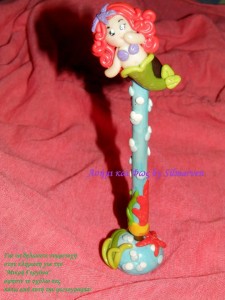 Στυλό απο πολυμερικό πηλό με θέμα την Μικρή Γοργόνα