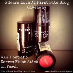 KORRES Blush Stick Giveaway. 3 Years Love At First Site Blog.