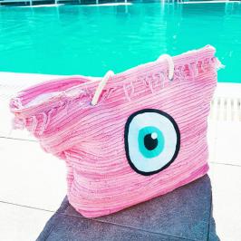 Διαγωνισμός με δώρο τσάντα θαλάσσης ροζ με ματάκι